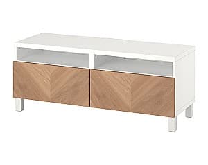 Tumba pentru televizor IKEA Besta white/Hedeviken/Stubbarp oak veneer