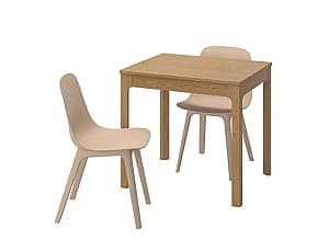 Set de masa si scaune IKEA Ekedalen / Odger stejar alb / bej  (2 scaune)