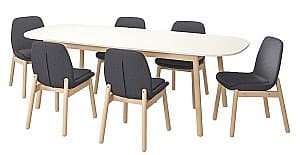 Set de masa si scaune IKEA Vedbo/Vedbo 240x105 Alb/Mesteacan (1+6)