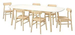 Set de masa si scaune IKEA Vedbo/Ronninge 240x105 Alb/Mesteacan (1+6)