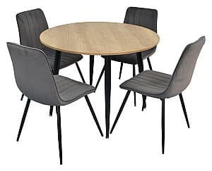 Набор стол и стулья Evelin DT 402-2+4 стулья XR-154B Dark Grey 57