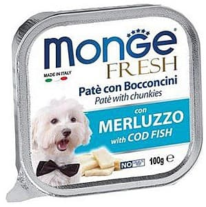 Hrană umedă pentru câini Monge FRESH Pate and chunkies with cod fish 100gr