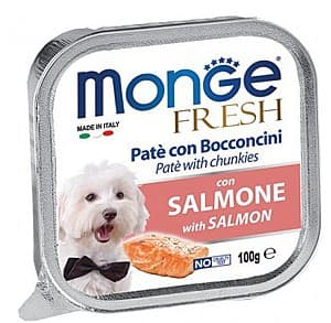 Hrană umedă pentru câini Monge FRESH Pate and chunkies with salmon 100gr