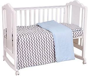 Lenjerie de pat Polini Kids ZigZag 3 unități Grey-Blue