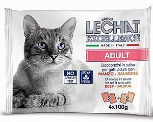 Hrana umeda pentru pisici Monge LECHAT EXCELLENCE POUCH FLOW PACK ADULT Beef/Salmon 400gr