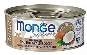 Hrana umeda pentru pisici Monge SUPREME KITTEN Tuna/Rice/Coconut 80gr