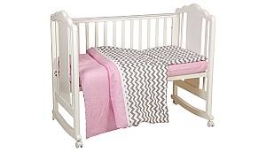 Lenjerie de pat Polini Kids ZigZag 3 unități Grey-Pink