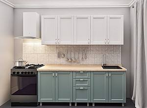 Set mobila bucatarie PS Lena 2 m (vopsita, frez. Modern) Alb/Verde-Gri