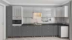 Set mobila bucatarie PS ECO 4.1x0.9 m (vopsita, frez. Clasic) Gri Deschis/Gri