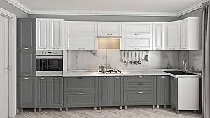Set mobila bucatarie PS ECO 4.1x0.9 m (vopsita, frez. Clasic) Alb/Gri
