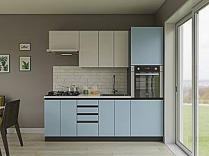 Set mobila bucatarie Confort-NV Alfa 2.2 m Nymphaea Alba / Surf Blue