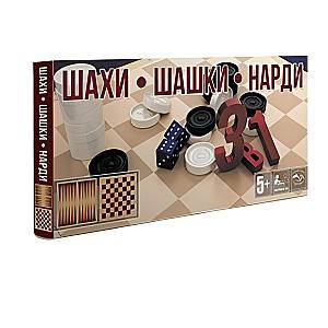 Настольная игра M-Toys Настольная игра 3в1- шахматы, шашки, нарды (в коробке) (S0003)