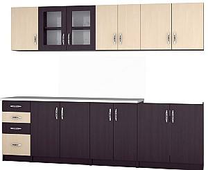 Set mobila bucatarie Marcel Venus 2.6m E Wenge (Maro)/Mesteacăn (Bej)