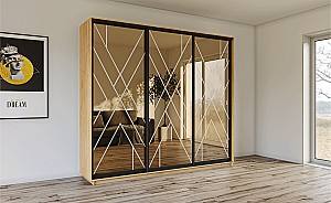 Шкаф-купе Confort-NV 200x60 см (3 пескоструй / бронза) Дуб Крафт Золотой