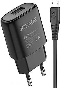 Зарядное устройство для телефона Jokade Wall Charger with Cable USB to Micro-USB Single Port 3A Kaer Black