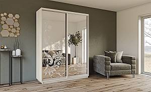 Шкаф-купе Confort-NV 140x45 см (2 пескоструй / серебро) Дуб Крафт Белый