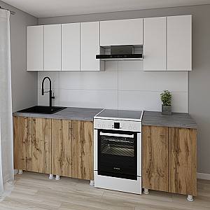 Кухонный гарнитур Smartex K1 240 см Белый / Дуб Темный