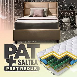 Pat Ambianta Amigo 0.9 m Bej + Saltea Salt Confort Clasic 90x200