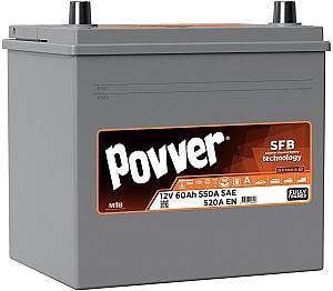 Аккумулятор POVVER 60Ah Jap+левый (Mutlu) S2 550A