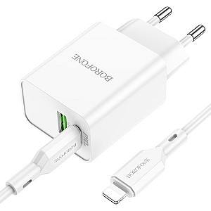 Зарядное устройство для телефона Borofone BA69A Resource PD20W+QC3.0 charger set(C to iP)(EU) White