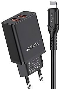 Зарядное устройство для телефона Jokade Wall Charger with Cable USB-A to Lightning Dual Port JB024 Black