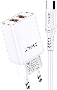 Зарядное устройство для телефона Jokade Wall Charger with Cable USB-A to Type-C Dual Port JB024 White