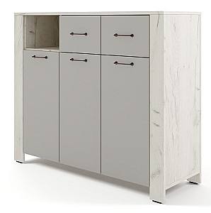 Comoda ML Mobila Vega Nr.3 3D2S Stejar Kraft Alb/Gri