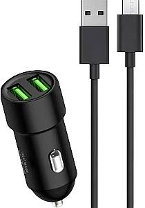 Incarcator auto Charome Car Charger with Cable USB to Micro-USB C6 Black