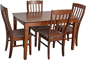 Set de masa si scaune Evelin HV-27V Burnish Oak + 4 scaune Wenyi Burnish Oak / Ekea12 Dark Brown
