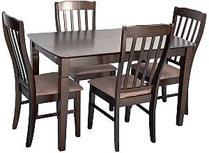 Set de masa si scaune Evelin HV-27V Chocolate + 4 scaune Wenyi Chocolate / Ekea12 Dark Brown