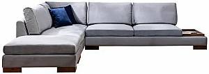 Canapea coltar Trendy Lalea Colt Stanga Cu Pouf - Gri inchis