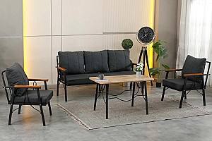 Set mobila de gradina Stars Plastik Ruya 3+1+1 Antracit