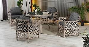 Set mobila de gradina Stars Plastik Berlin Rattan 4+1 Bej