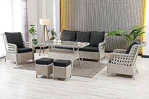 Set mobila de gradina Stars Plastik Vilza Rattan 3+1+1 (Puf 1+1) Bej