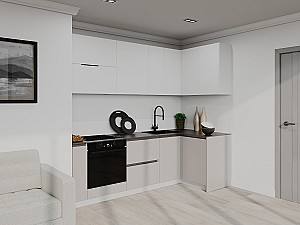 Set mobila bucatarie Bayro Monti Cucine 2.4x1.2 m White Mat / Trend Grey