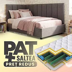 Pat copii Aurus Luna (stanga) 90x200 + Saltea Salt Confort Clasic 90x200