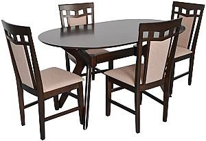 Set de masa si scaune Evelin Raffles Oval Chocolate + 4 scaune Deepa R Chocolate / NV-3WP