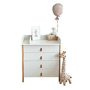 Comoda copii IngVart Scandi Alb/Natural (Bej)