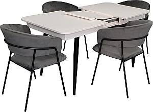 Набор стол и стулья Evelin DT 432-1R B + 4 стула YTC-097B UF BLU-14 (Dark Grey)
