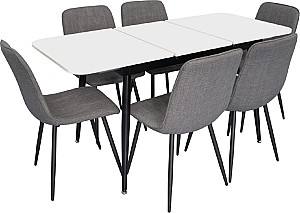Набор стол и стулья Evelin DT 531R B + 6 стула YTC-078 B / BJORN-13 (Grey)