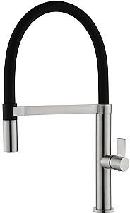 Robinet bucatarie Helika 7043-002 Steel+black silicone hose