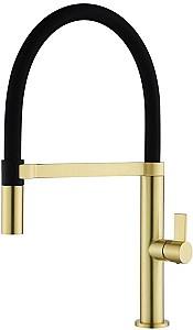 Robinet bucatarie Helika 7043-G Gold+black silicon hose