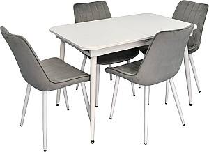 Set de masa si scaune Evelin DT 531R Wh + 4 scaune YTC-055 Wh / BLU-13 (Light Grey)
