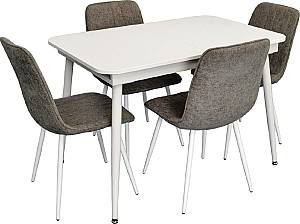Set de masa si scaune Evelin DT 531R Wh + 4 scaune YTC-078 Wh / UF885-14 (Grey)