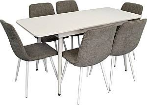 Set de masa si scaune Evelin DT 531R Wh + 6 scaune YTC-078 Wh / UF885-14 (Grey)