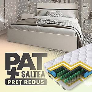 Pat Yasen London 1.6 m Cașemir / Antracit + Saltea Salt Confort Clasic 160x200