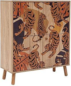 Comoda Trendy Multilux Tigris Sonoma/Portocale/Rosu Claret