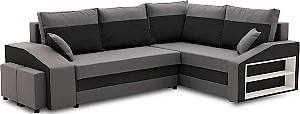 Угловой диван Magnifico Meble Grande Right Shelf/Left Puffs Bonell Mikrofaza 27/Mikrofaza 15 Right Серый/Черный