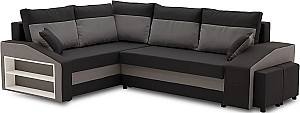 Угловой диван Magnifico Meble Grande Left Shelf/Right Puffs Bonell Mikrofaza 15/Mikrofaza 27 Left Черный/Серый