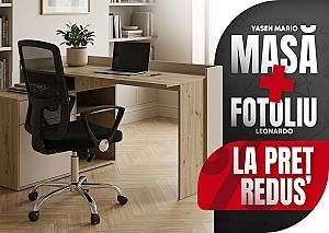Masa de birou Yasen Mario Stejar Artisan / Cașemir + Fotoliu Leonardo